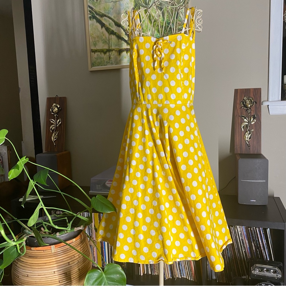 Yellow Polka Dot Sundress L
